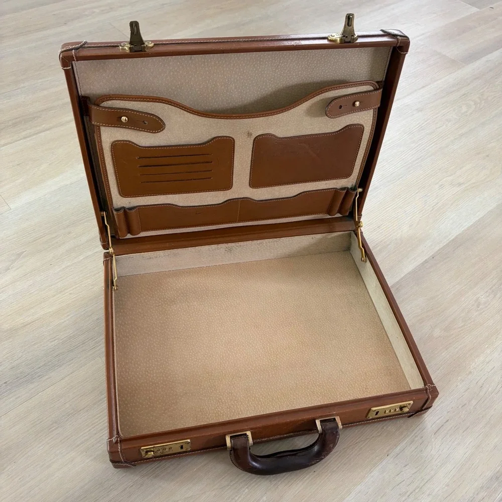 Ghurka Marley Hodgson No 81 Fairmont Leather Briefcase Attache Tan Vintage J 87